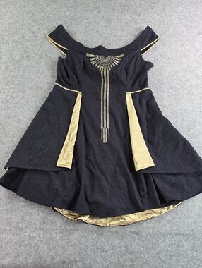 Fantastic Beasts Hot Topic Black and Gold Fit-and-Flare Dress Saraphina Cosplay